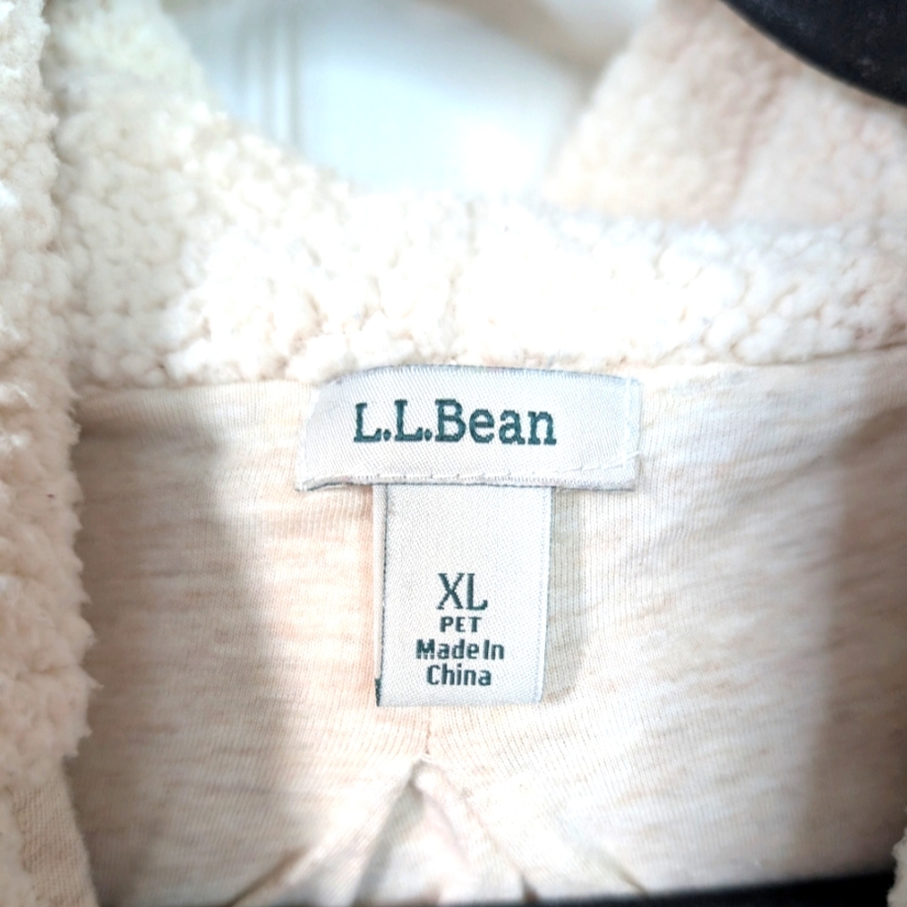 L.L. Bean Cozy Cream Hooded Sweater jacket double layered SZ XL 0282 - Picture 2 of 7